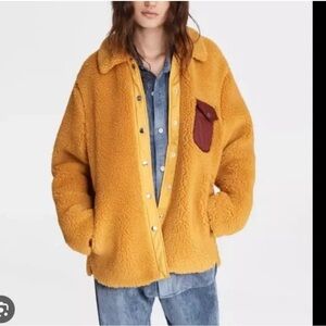 Rag & Bone Elliot Sherpa Shirt Jacket Shacket in Mustard size M Medium